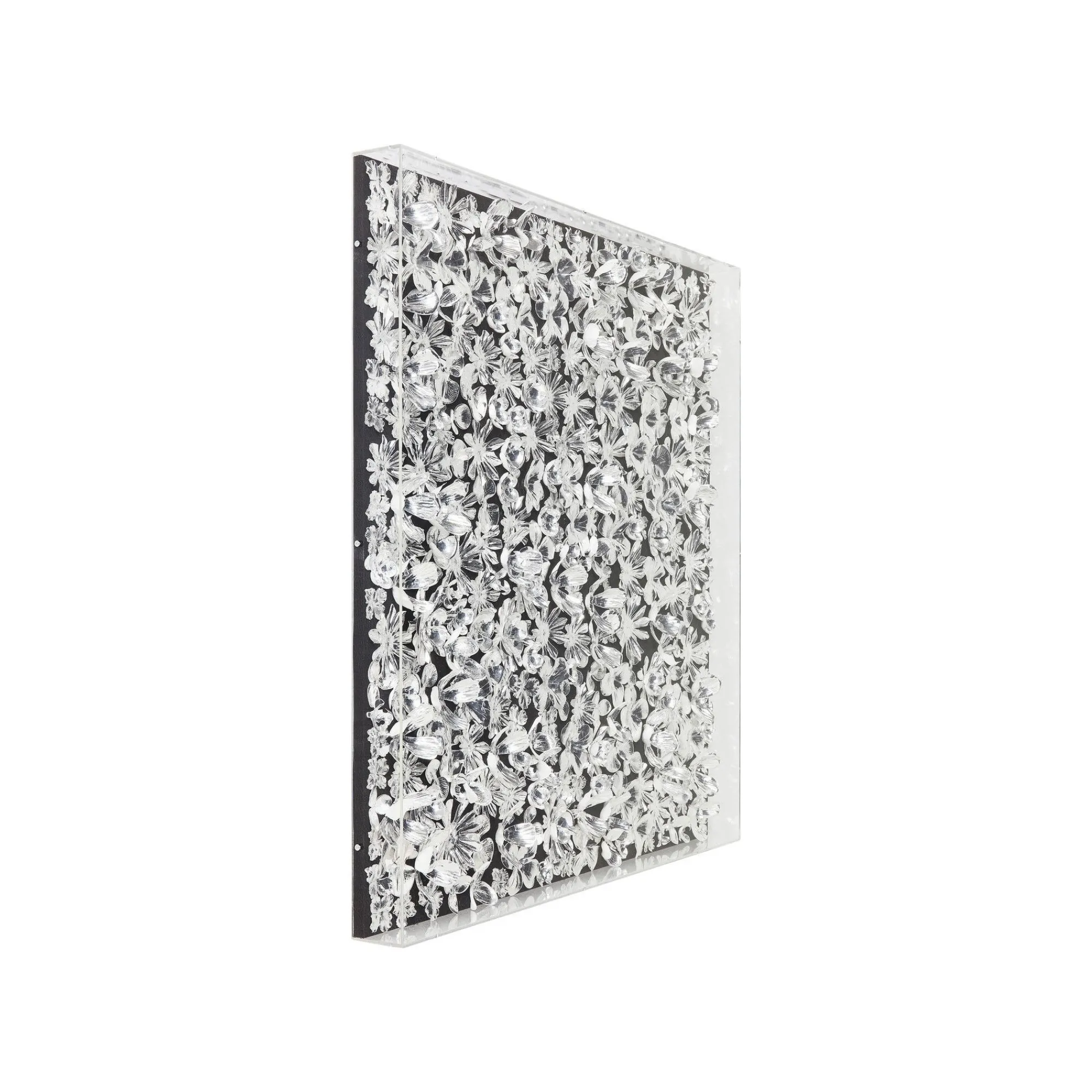 KARE Design Tableau 3D Fleurs Argentées 100x100cm ^ Tableau