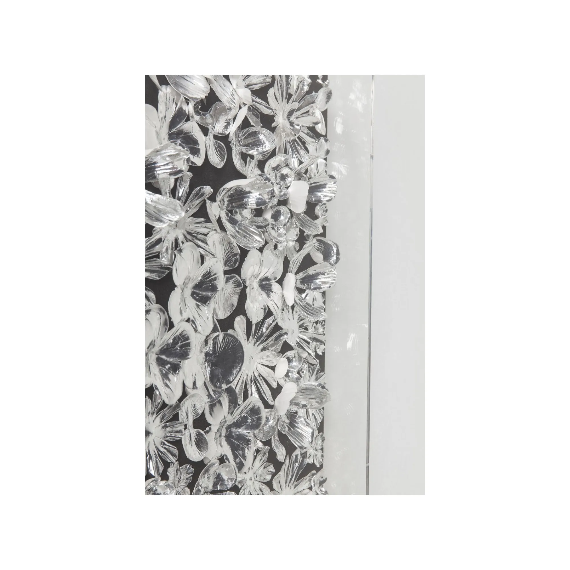 KARE Design Tableau 3D Fleurs Argentées 100x100cm ^ Tableau