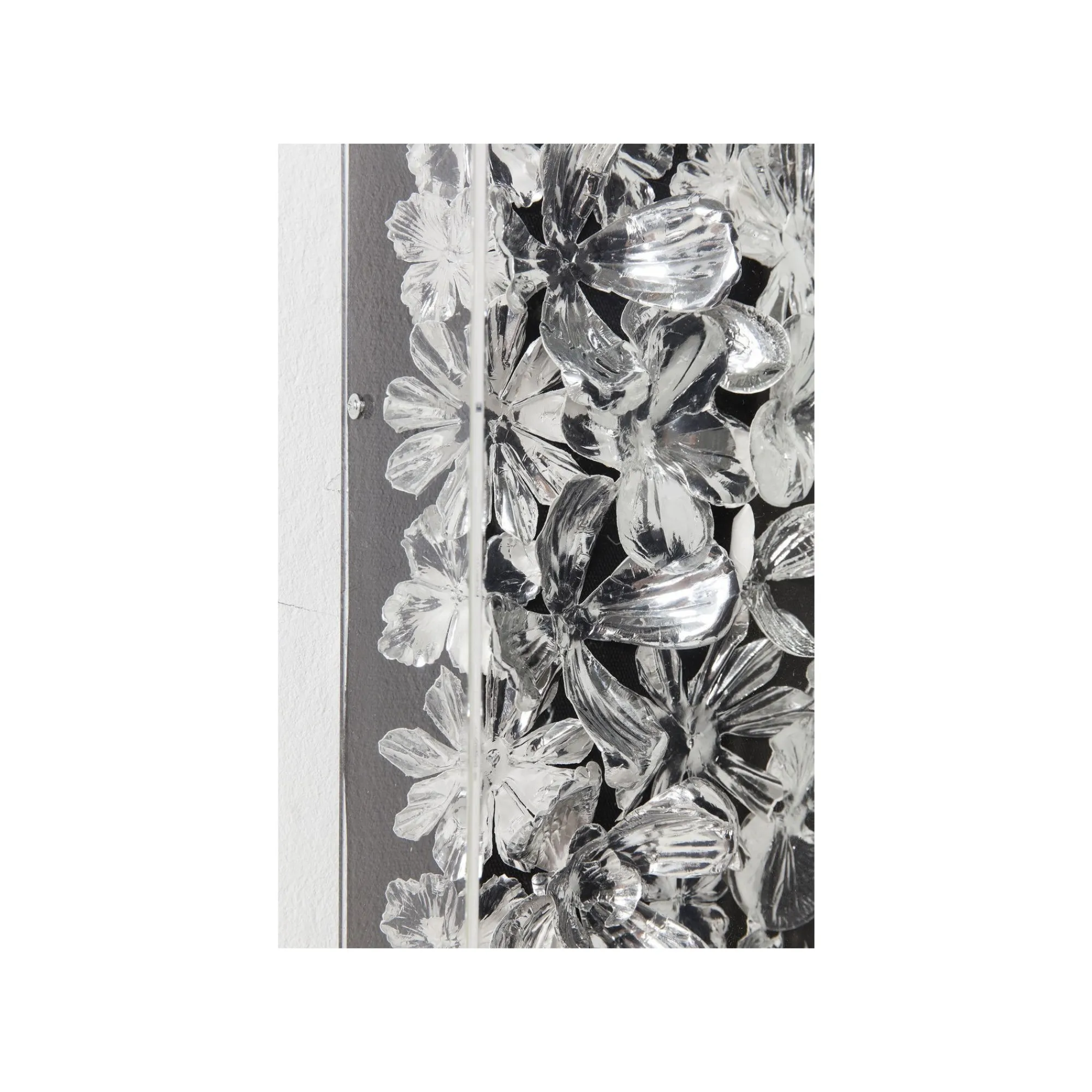 KARE Design Tableau 3D Fleurs Argentées 100x100cm ^ Tableau