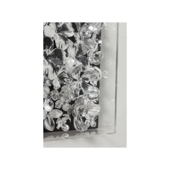 KARE Design Tableau 3D Fleurs Argentées 100x100cm ^ Tableau