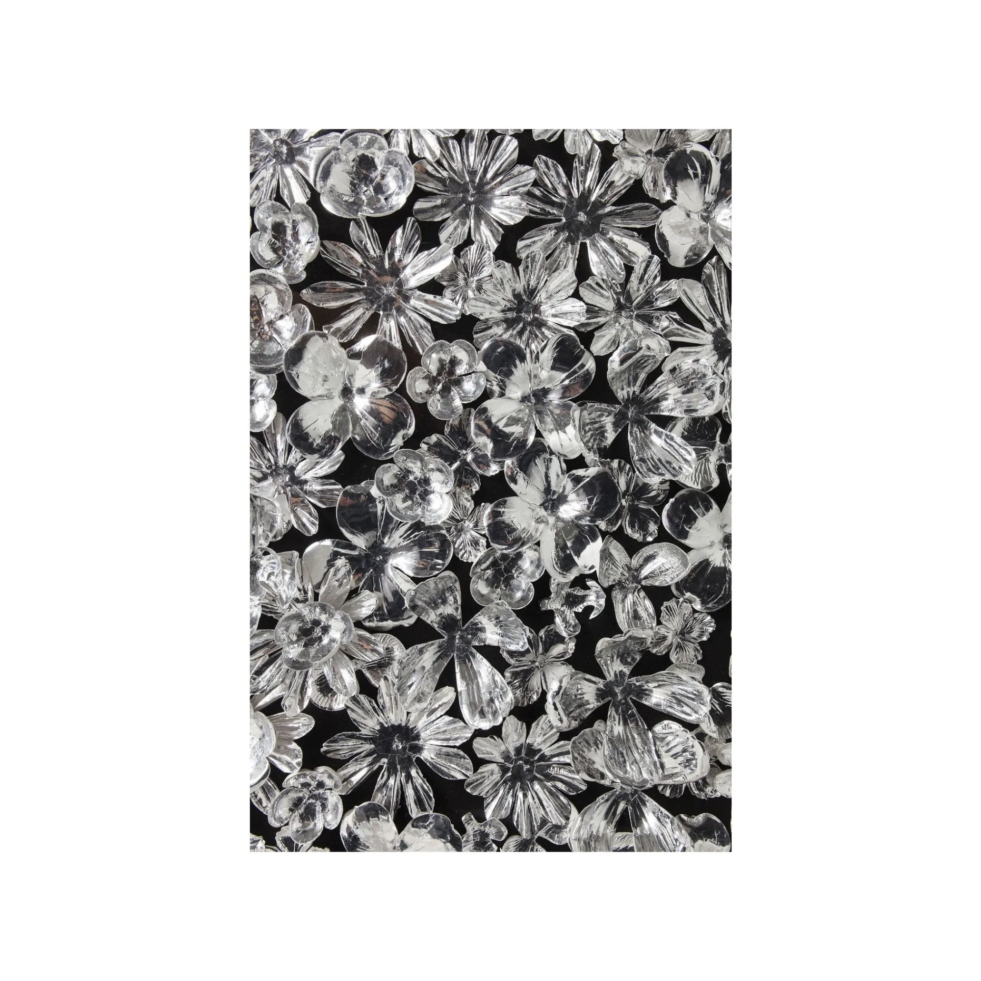 KARE Design Tableau 3D Fleurs Argentées 100x100cm ^ Tableau