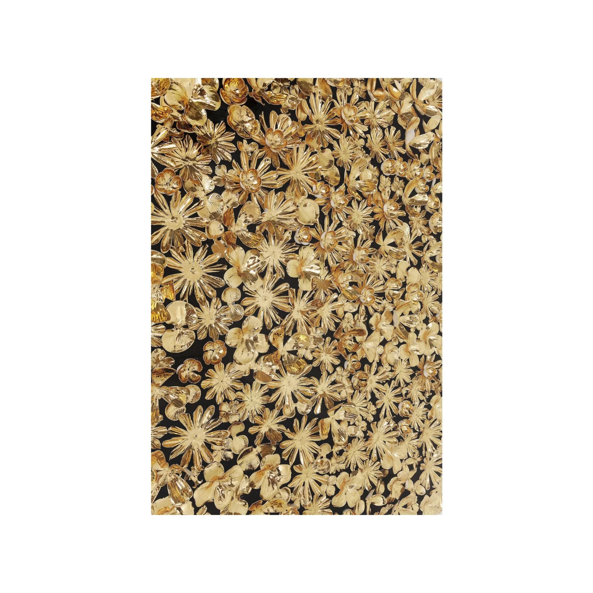 KARE Design Tableau 3D Fleurs Dorées 120x120cm ^ Tableau