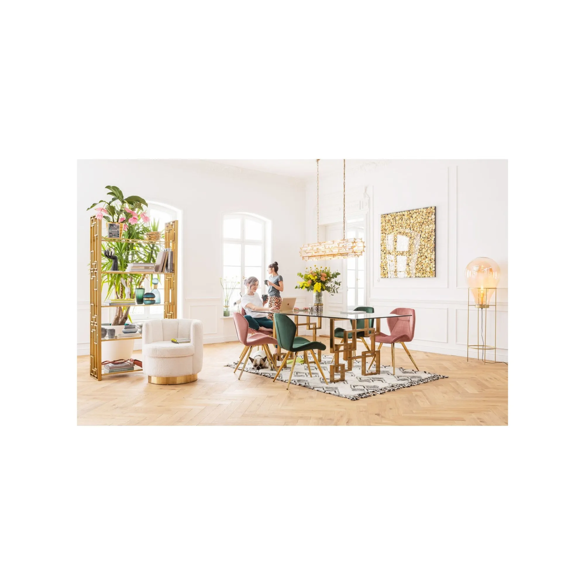 KARE Design Tableau 3D Fleurs Dorées 120x120cm ^ Tableau
