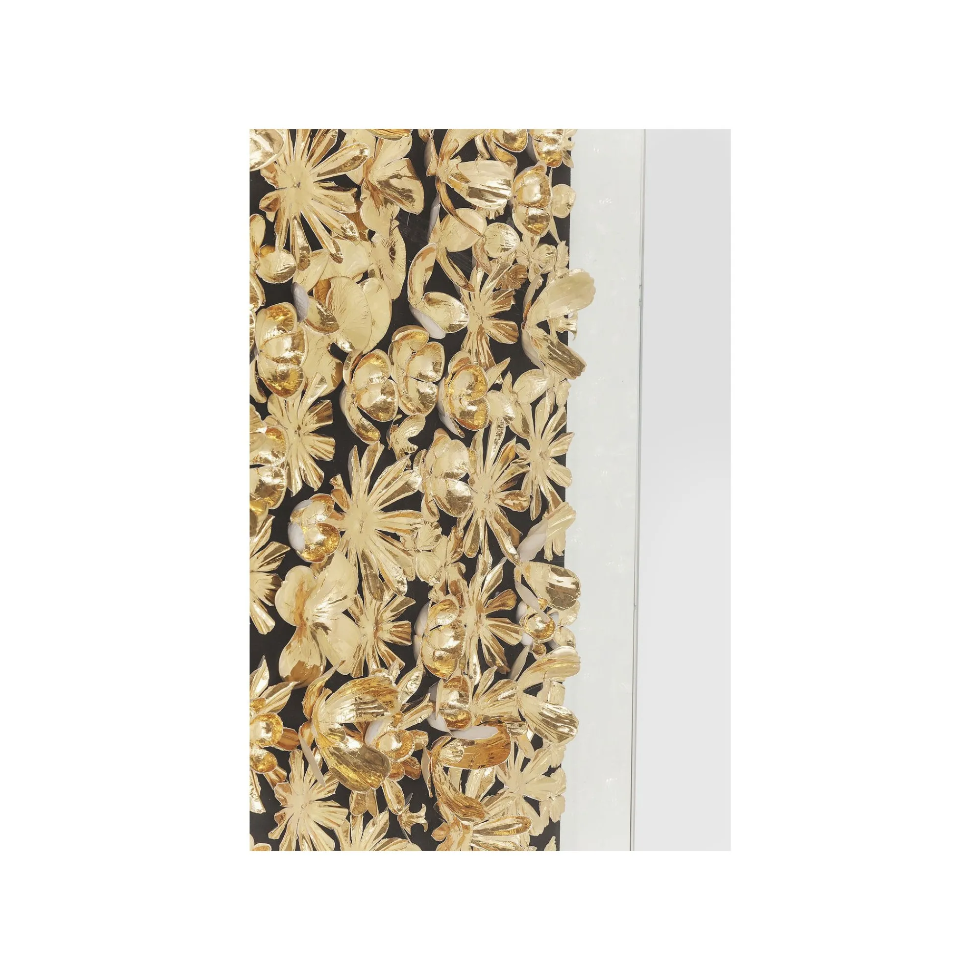 KARE Design Tableau 3D Fleurs Dorées 120x120cm ^ Tableau