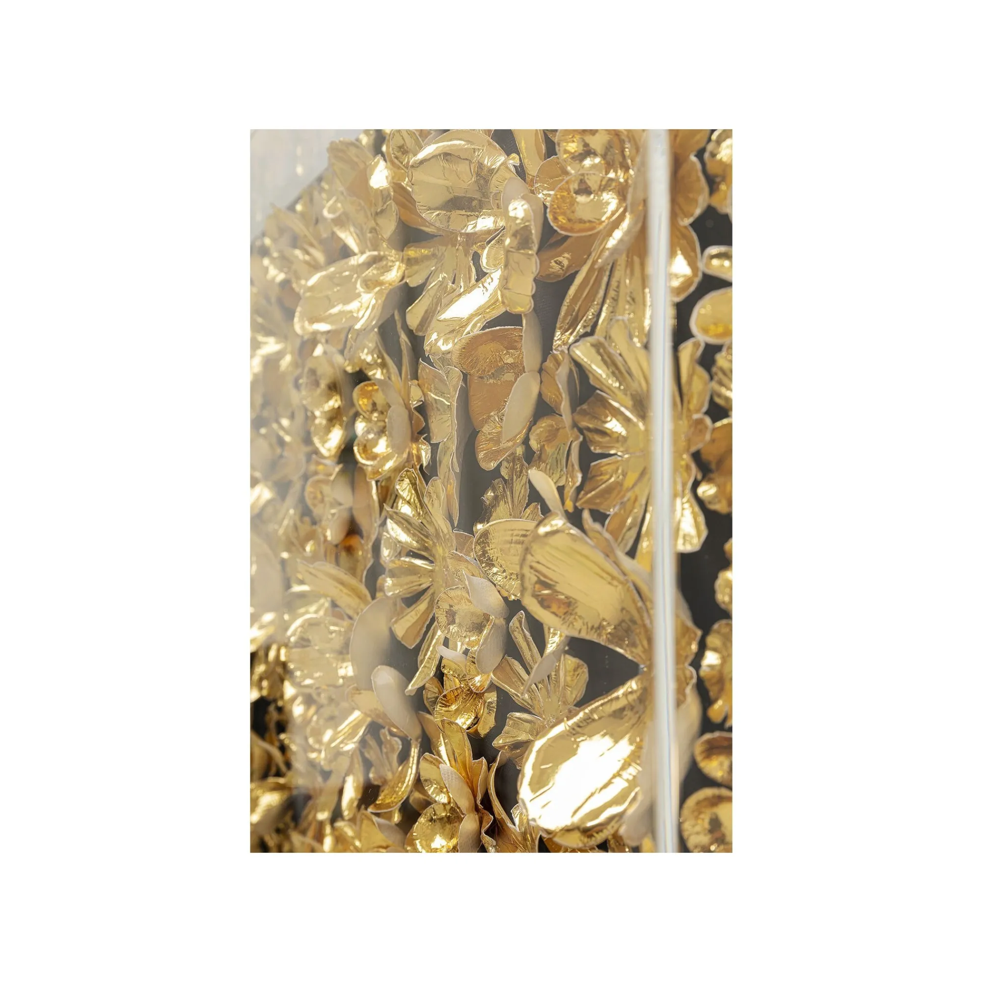 KARE Design Tableau 3D Fleurs Dorées 80x80cm ^ Tableau