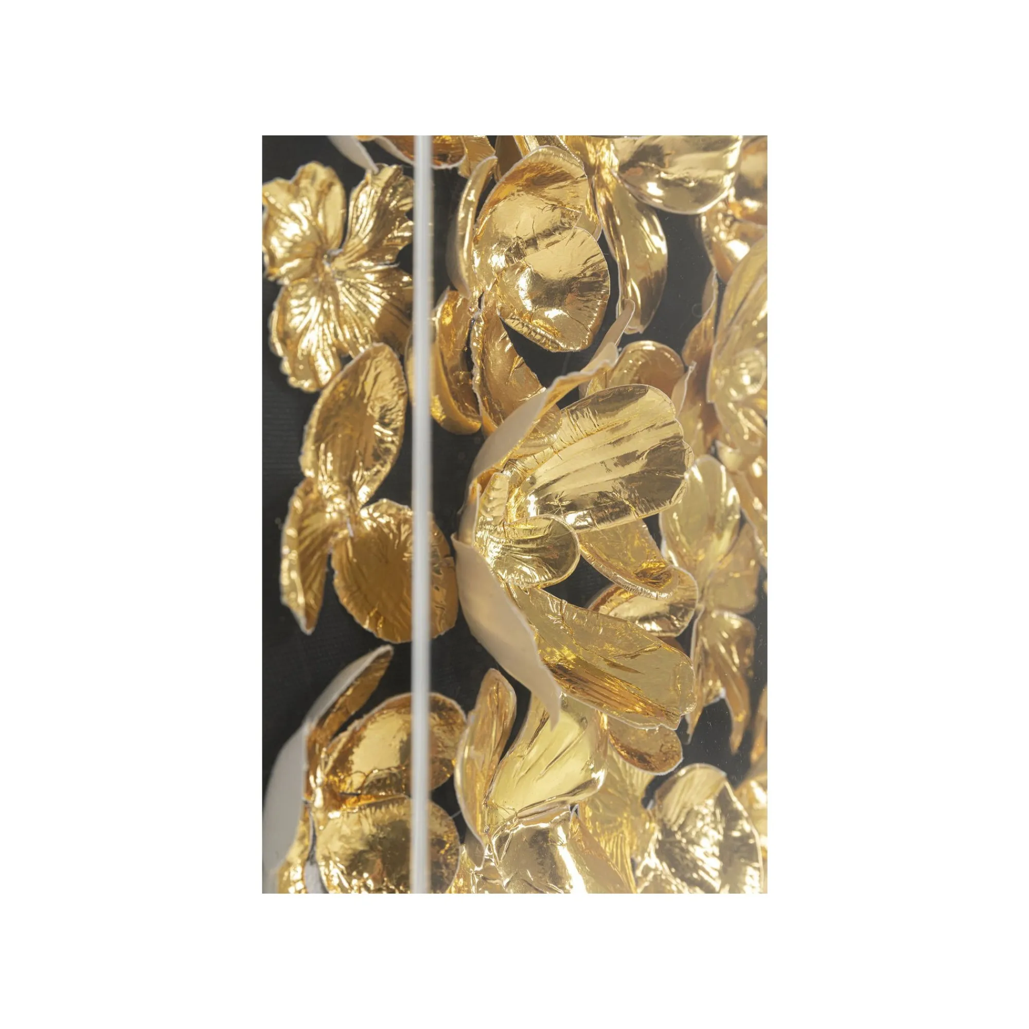 KARE Design Tableau 3D Fleurs Dorées 60x60cm ^ Tableau