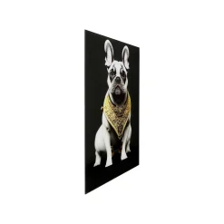 KARE Design Tableau En Verre Bouledogue Collier Doré 40x60cm ^ Tableau