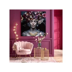 KARE Design Tableau En Verre Femme Fleurs Pastel ^ Tableau