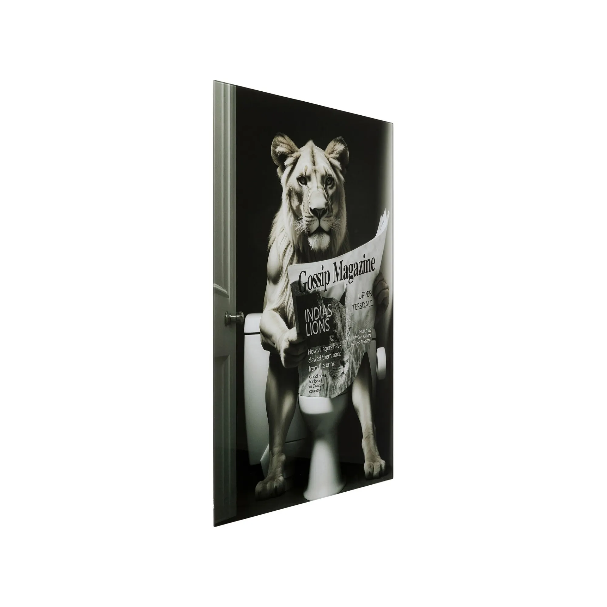 KARE Design Tableau En Verre Lionne Journal 60x80cm ^ Tableau