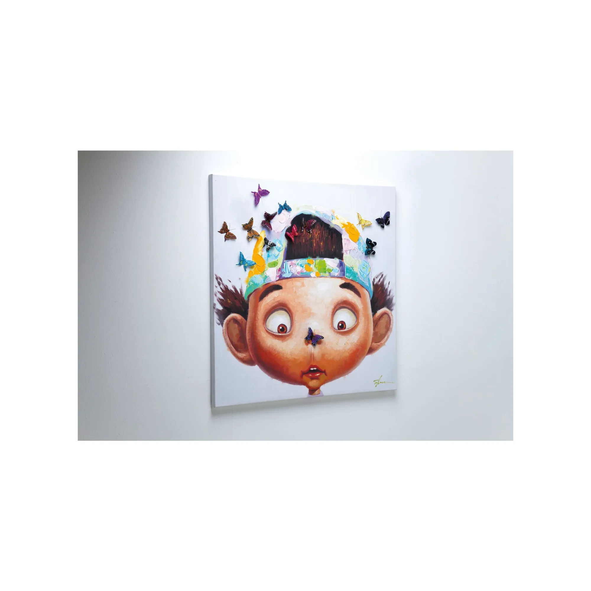 KARE Design Tableau Touched Boy With Butterflys 100x100cm ^ Tableau