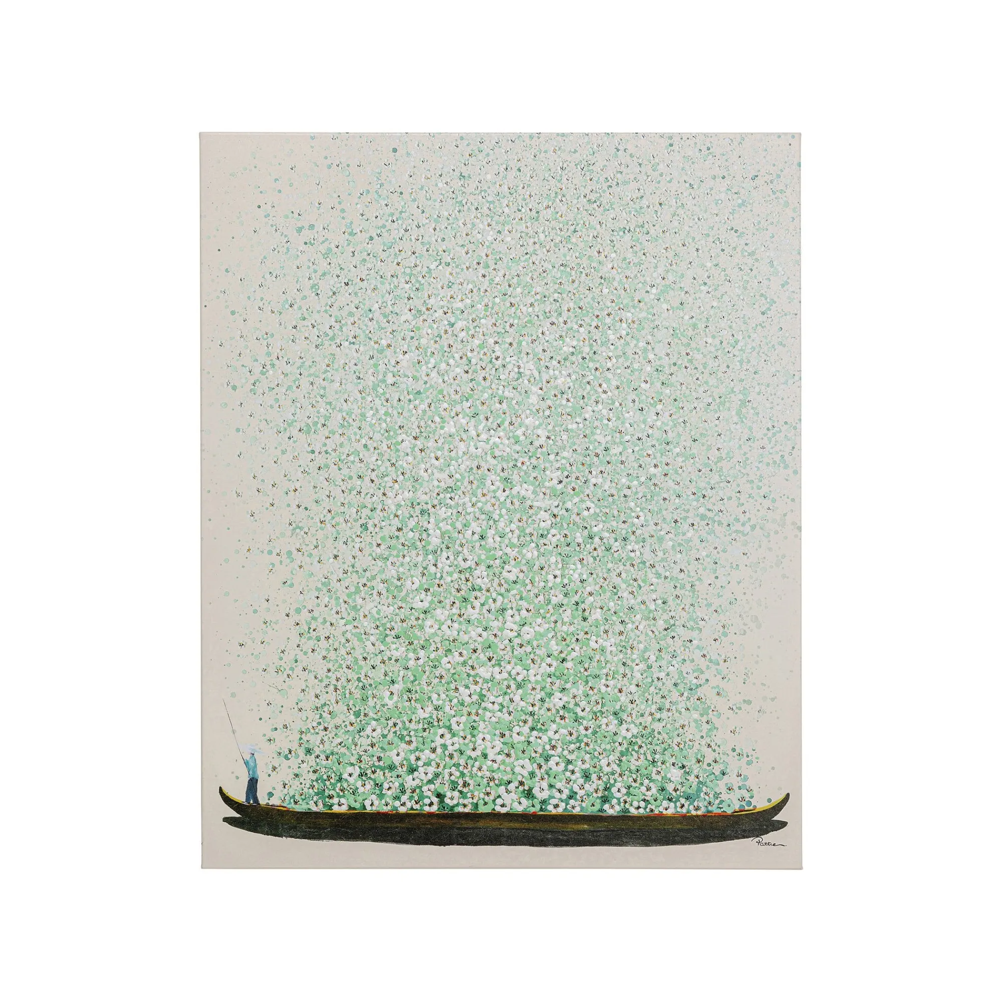KARE Design Tableau Touched Fleurs Pirogue Beige Et Vert 80x100cm ^ Tableau