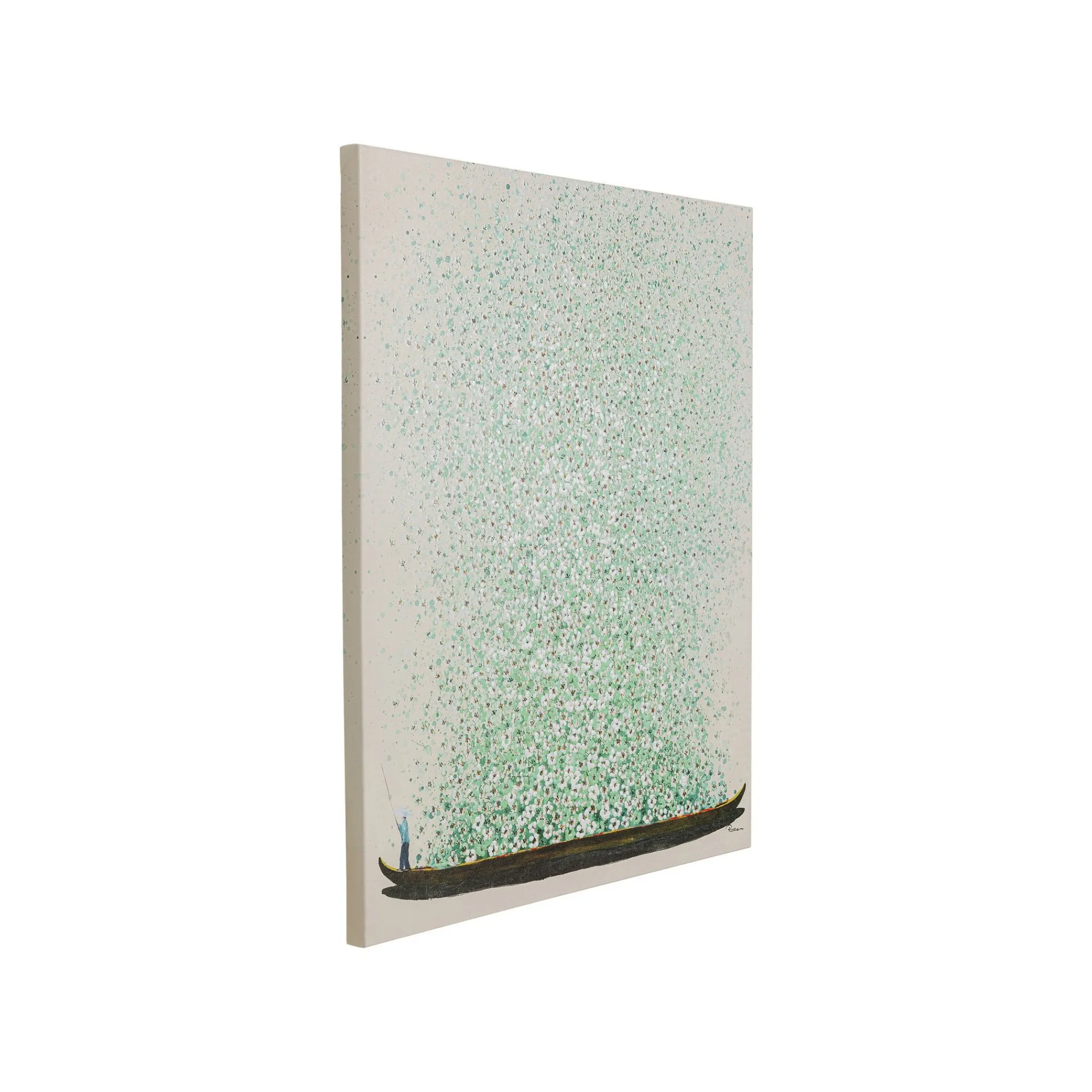 KARE Design Tableau Touched Fleurs Pirogue Beige Et Vert 80x100cm ^ Tableau
