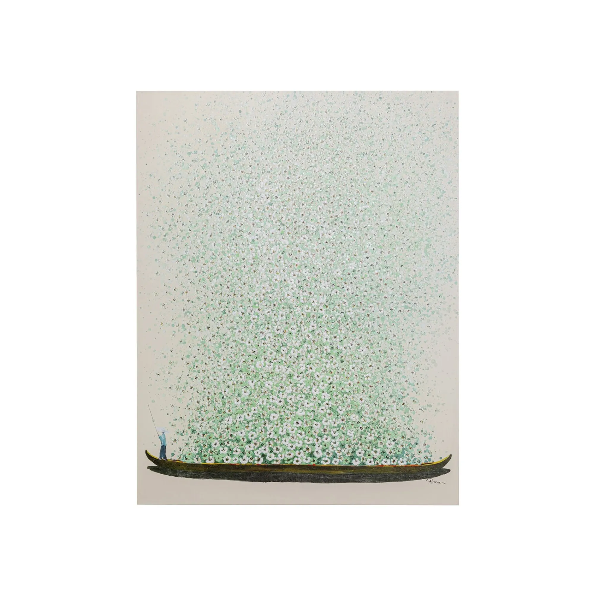 KARE Design Tableau Touched Fleurs Pirogue Beige Et Vert 120x160cm ^ Tableau