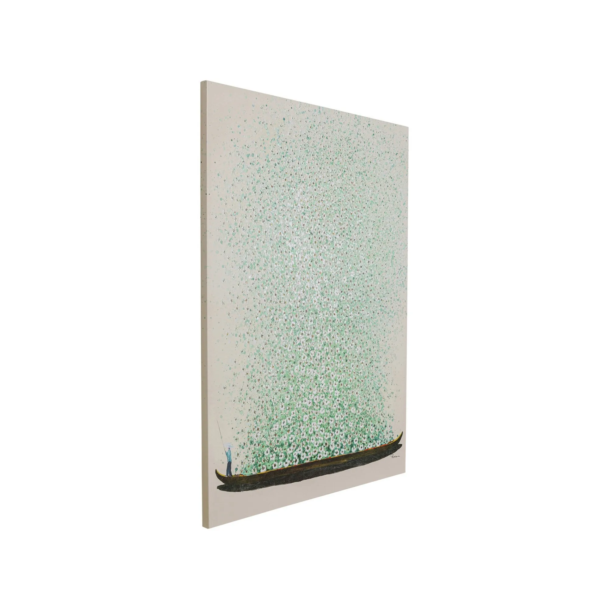 KARE Design Tableau Touched Fleurs Pirogue Beige Et Vert 120x160cm ^ Tableau