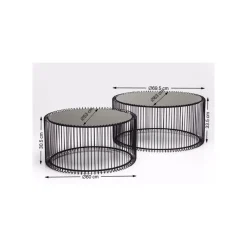 KARE Design Tables Basses Rondes Wire Set De 2 Noires ^ Table Basse