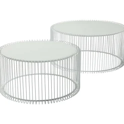 KARE Design Tables Basses Rondes Wire Set De 2 Blanches ^ Table Basse