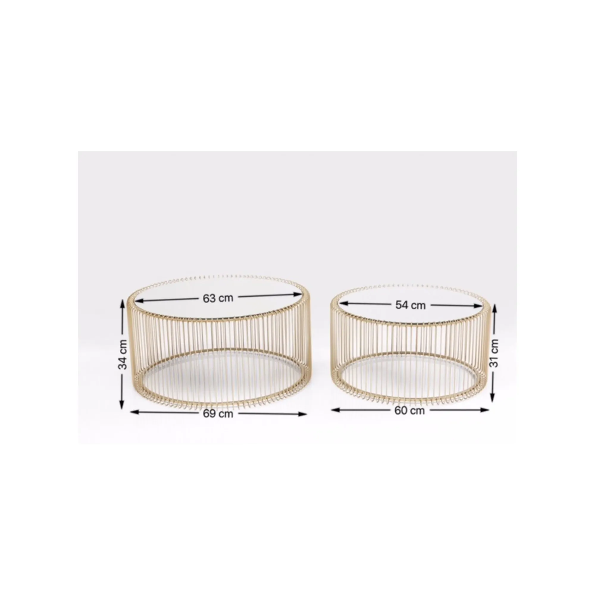 KARE Design Tables Basses Rondes Wire Set De 2 Laiton ^ Table Basse