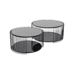 KARE Design Tables Basses Wire Double Noires Set De 2 ^ Table Basse