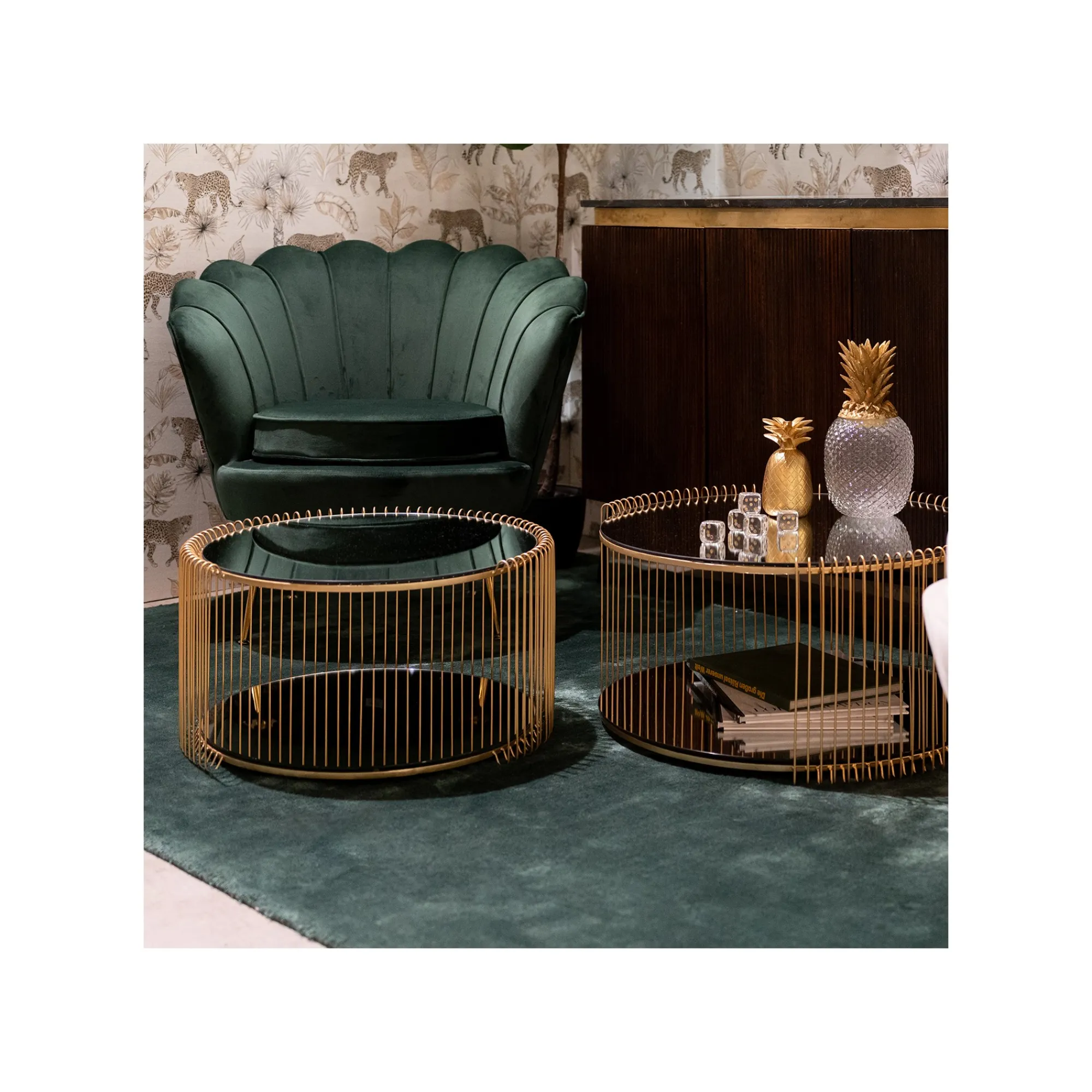 KARE Design Tables Basses Wire Double Laiton Set De 2 ^ Table Basse