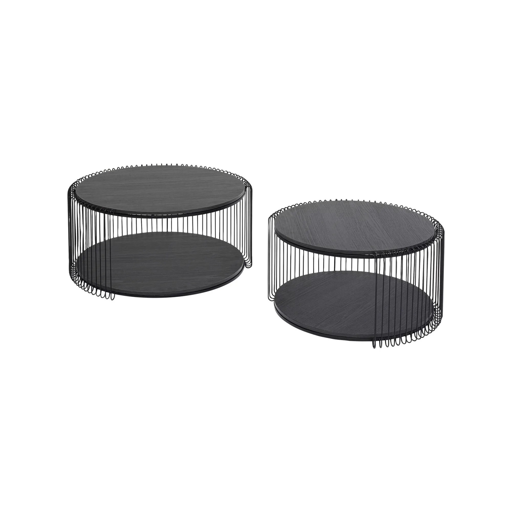 KARE Design Tables Basses Wire Double Bois Noir Set De 2 ^ Table Basse