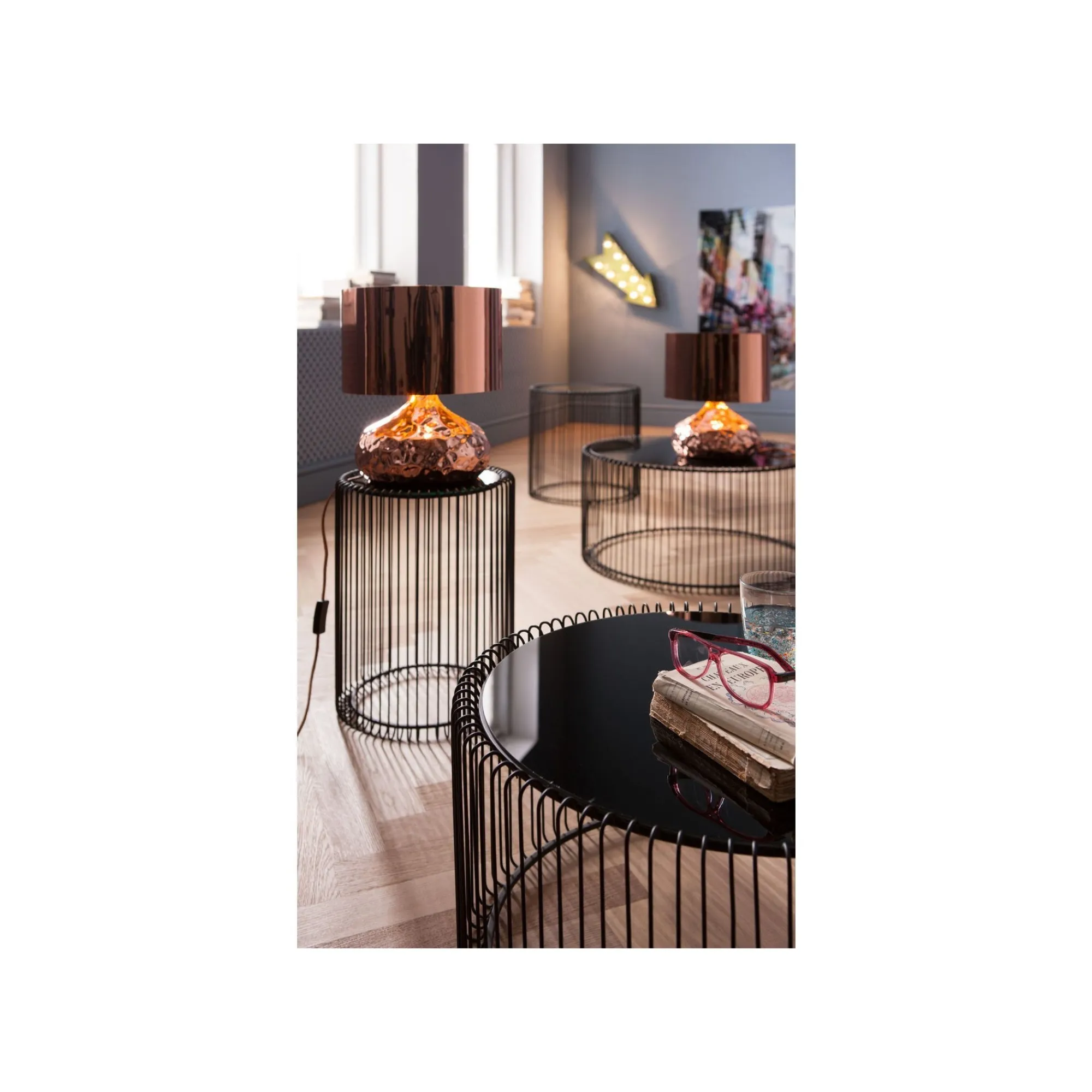 KARE Design Tables D'appoint Rondes Wire Noires Set De 2 ^ Table D'Appoint & De Chevet