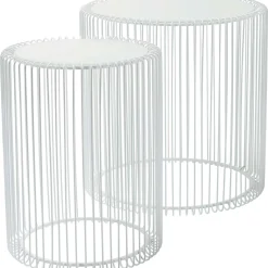 KARE Design Tables D'appoint Rondes Wire Blanches Set De 2 ^ Table D'Appoint & De Chevet