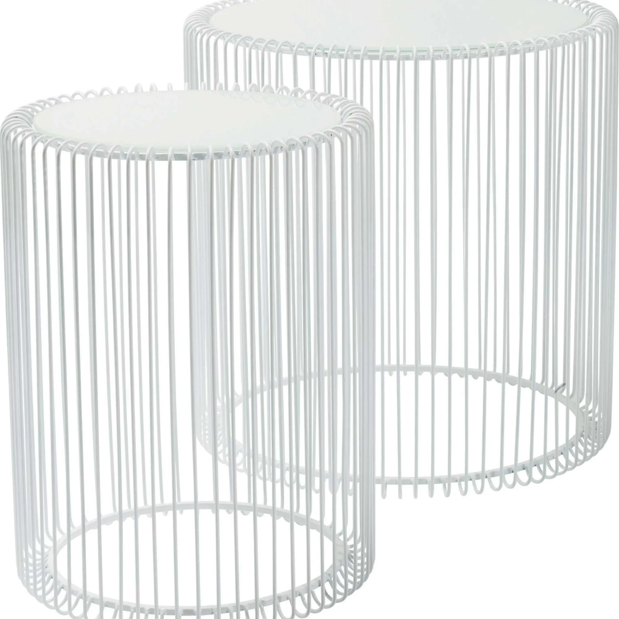 KARE Design Tables D'appoint Rondes Wire Blanches Set De 2 ^ Table D'Appoint & De Chevet