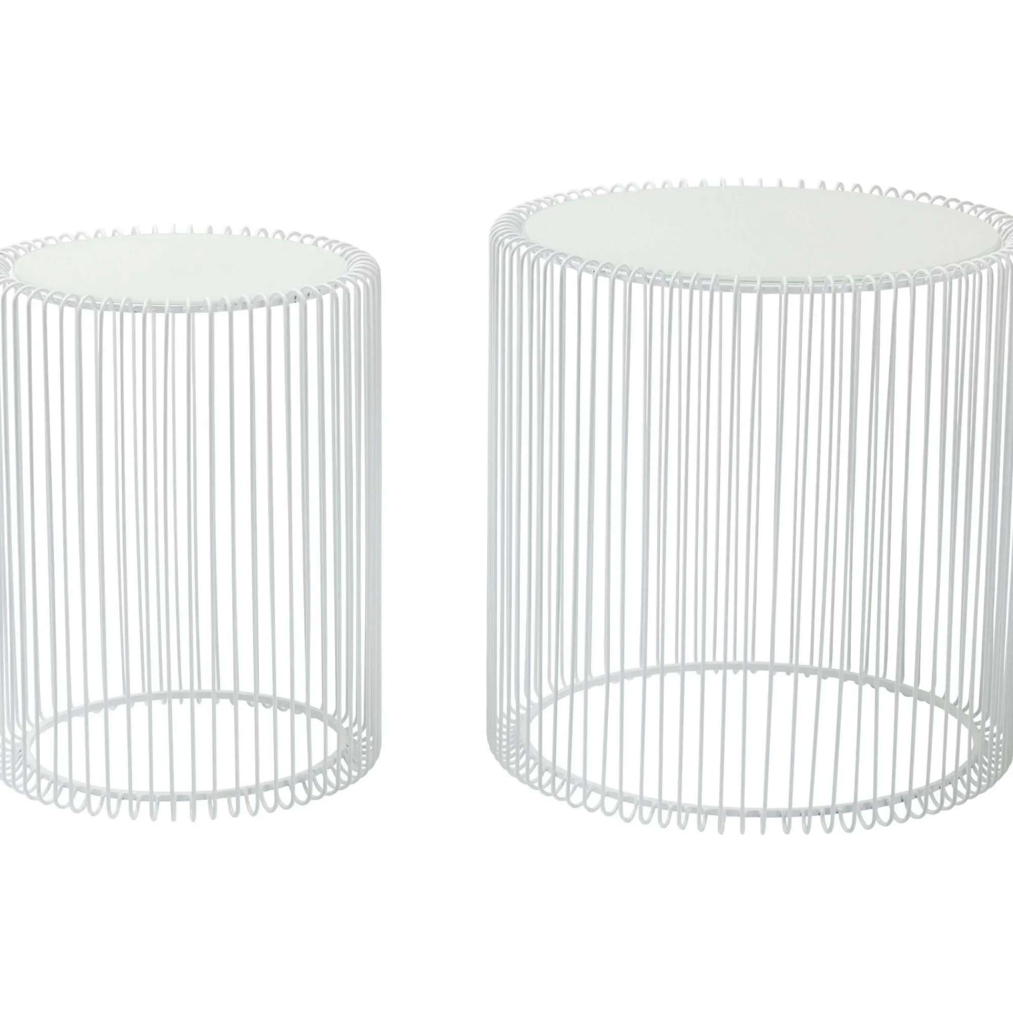 KARE Design Tables D'appoint Rondes Wire Blanches Set De 2 ^ Table D'Appoint & De Chevet