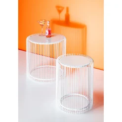 KARE Design Tables D'appoint Rondes Wire Blanches Set De 2 ^ Table D'Appoint & De Chevet