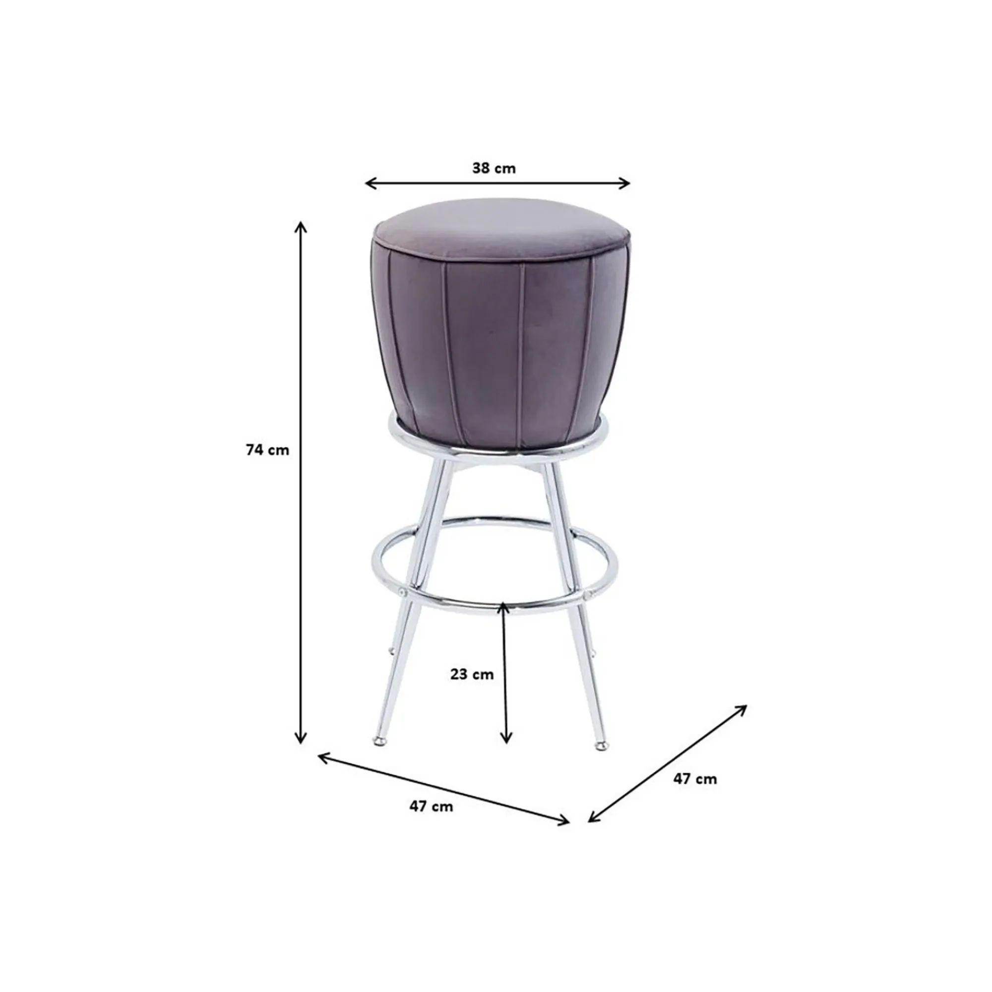 KARE Design Tabouret De Bar After Work Velours Gris ^ Bar & Tabouret De Bar