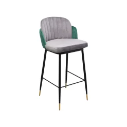 KARE Design Tabouret De Bar Hojas Velours Gris Et Vert ^ Bar & Tabouret De Bar
