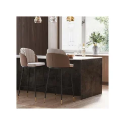 KARE Design Tabouret De Bar Hojas Velours Beige Et Taupe ^ Bar & Tabouret De Bar
