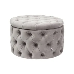 KARE Design Tabouret Desire 73cm Velours Gris ^ Tabouret & Pouf|Coffre & Malle