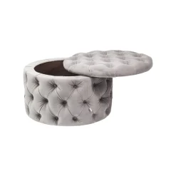KARE Design Tabouret Desire 73cm Velours Gris ^ Tabouret & Pouf|Coffre & Malle