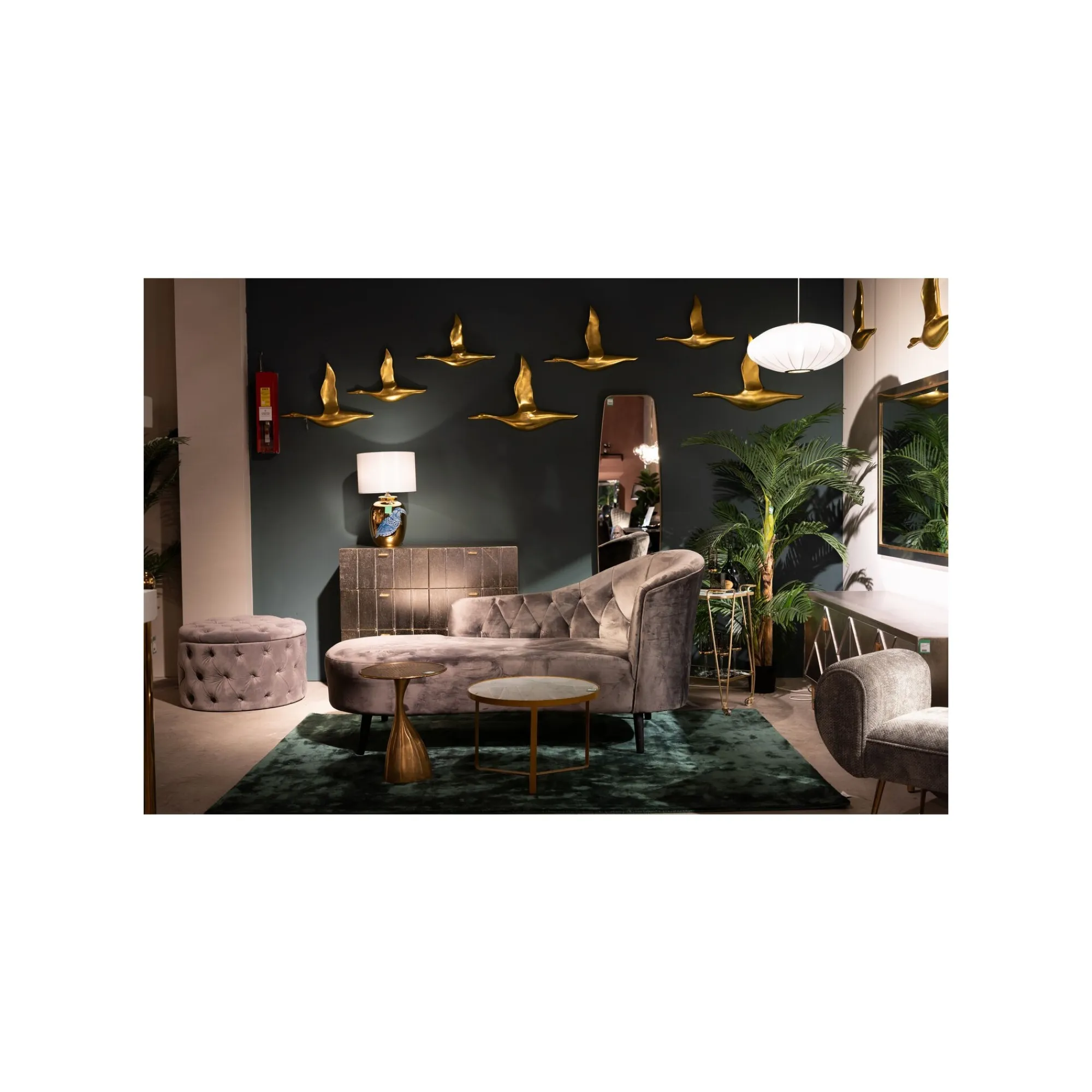 KARE Design Tabouret Desire 73cm Velours Gris ^ Tabouret & Pouf|Coffre & Malle