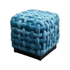KARE Design Tabouret Weave Velours Bleu ^ Tabouret & Pouf