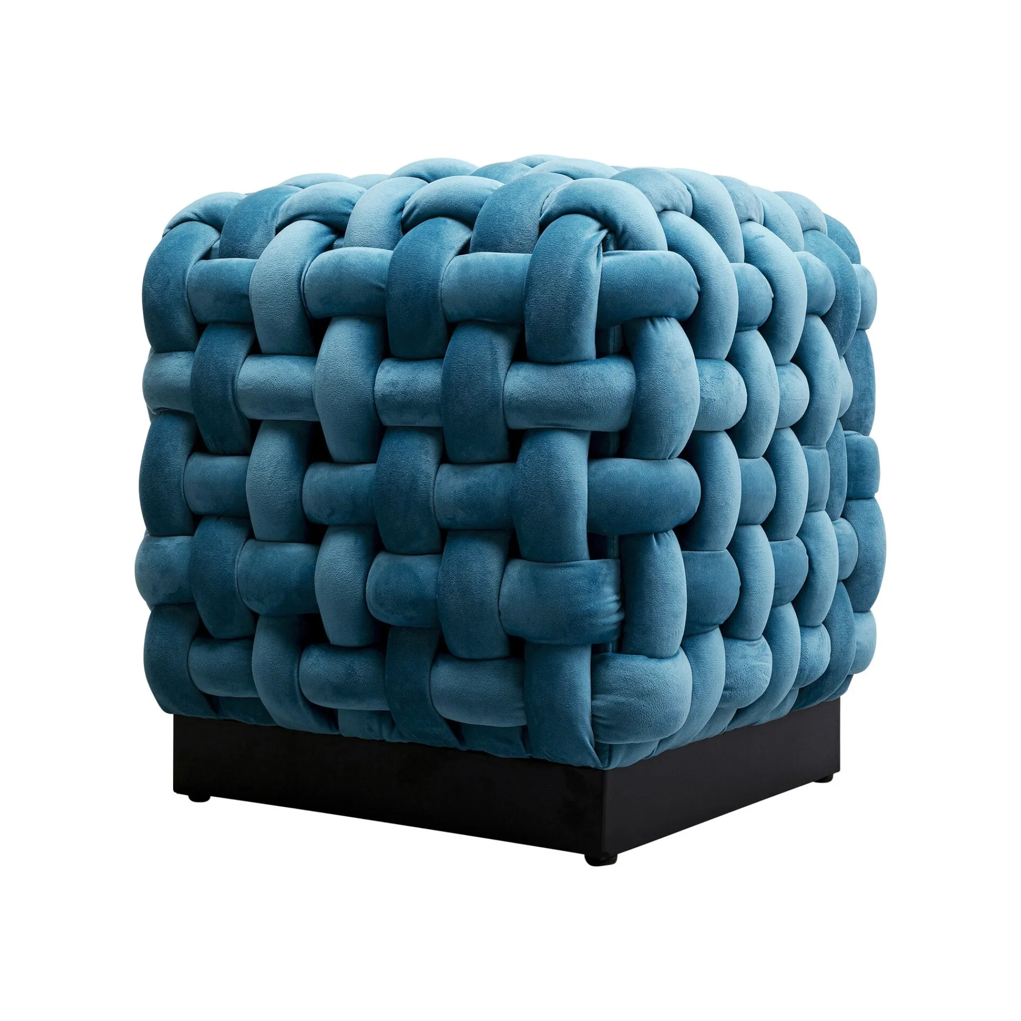 KARE Design Tabouret Weave Velours Bleu ^ Tabouret & Pouf