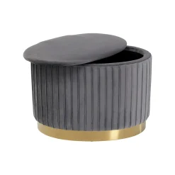KARE Design Tabouret-coffre Roma Velours Gris ^ Tabouret & Pouf|Coffre & Malle