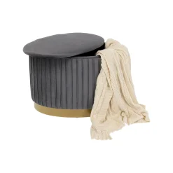 KARE Design Tabouret-coffre Roma Velours Gris ^ Tabouret & Pouf|Coffre & Malle