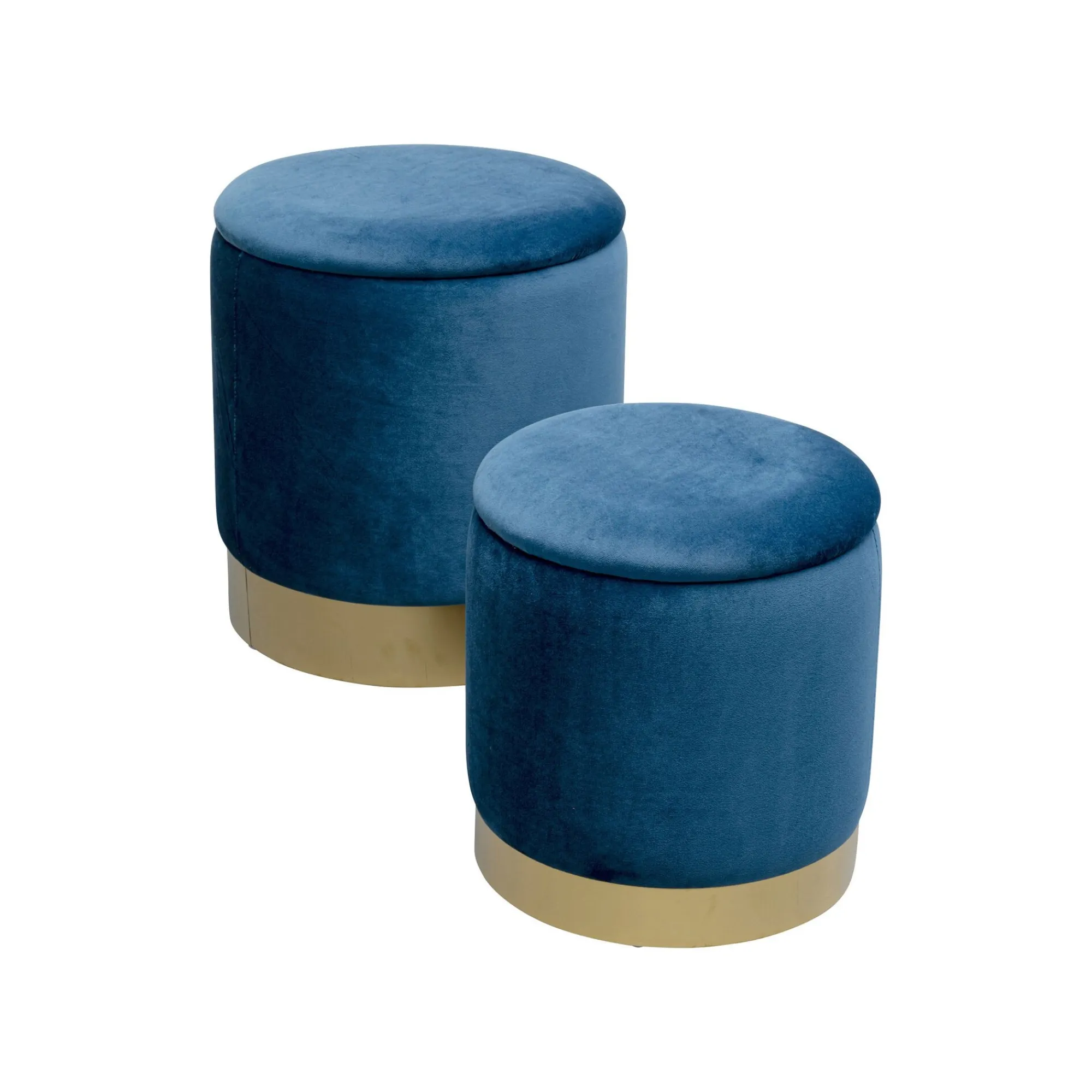 KARE Design Tabourets-coffres Cherry Bleu Pétrole Et Laiton Set De 2 ^ Tabouret & Pouf|Coffre & Malle