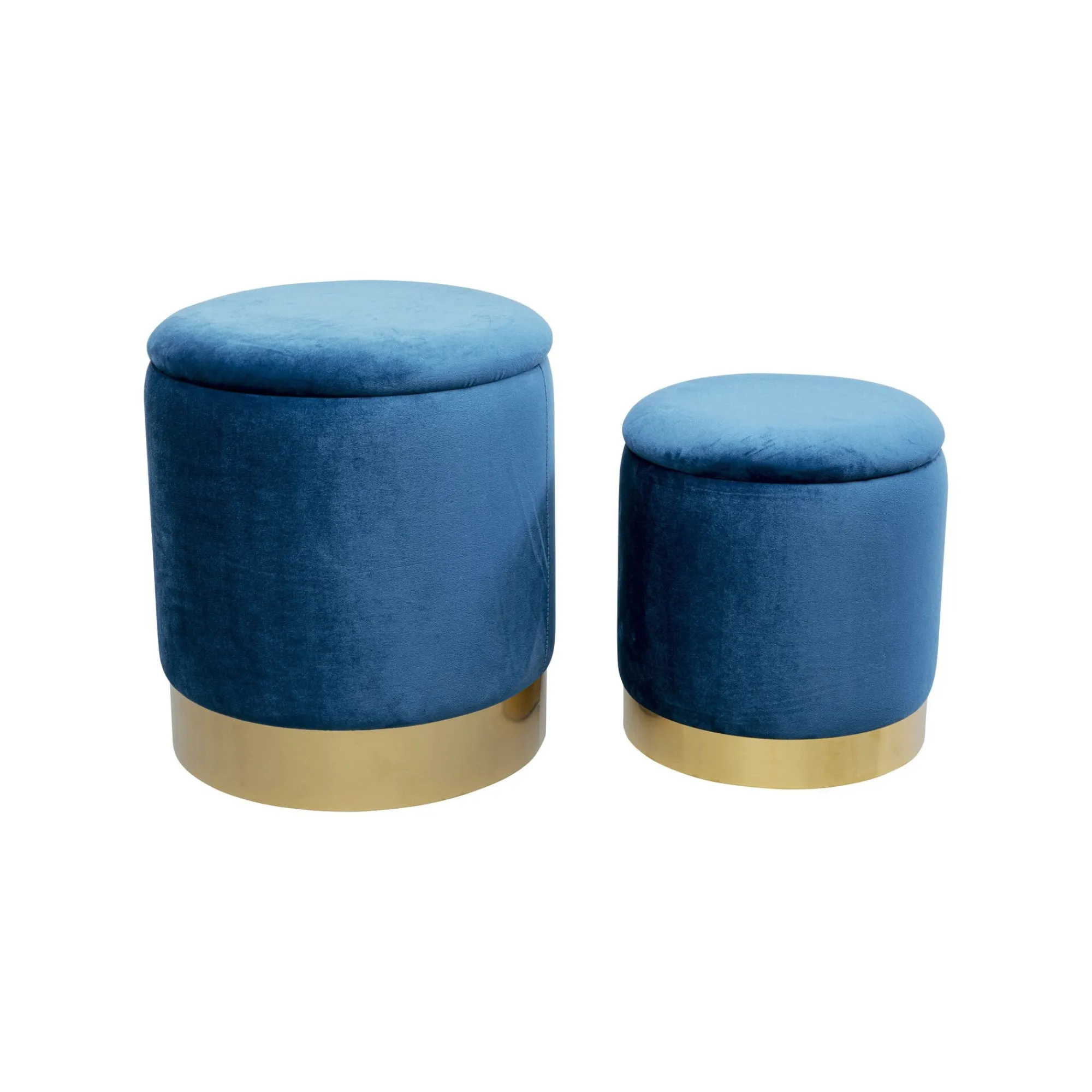 KARE Design Tabourets-coffres Cherry Bleu Pétrole Et Laiton Set De 2 ^ Tabouret & Pouf|Coffre & Malle