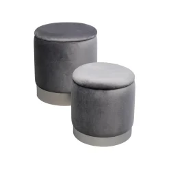 KARE Design Tabourets-coffres Cherry Gris Et Chrome Set De 2 ^ Tabouret & Pouf|Coffre & Malle