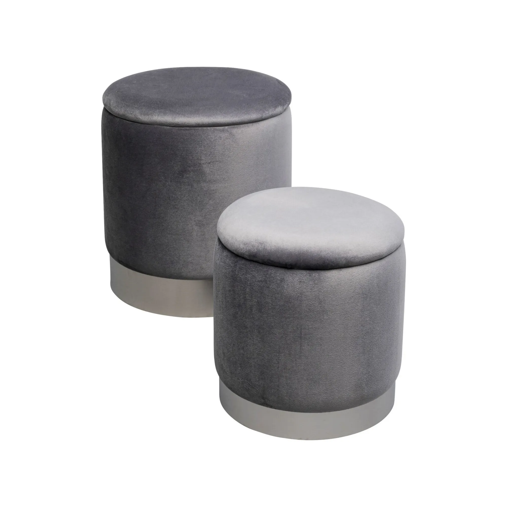 KARE Design Tabourets-coffres Cherry Gris Et Chrome Set De 2 ^ Tabouret & Pouf|Coffre & Malle