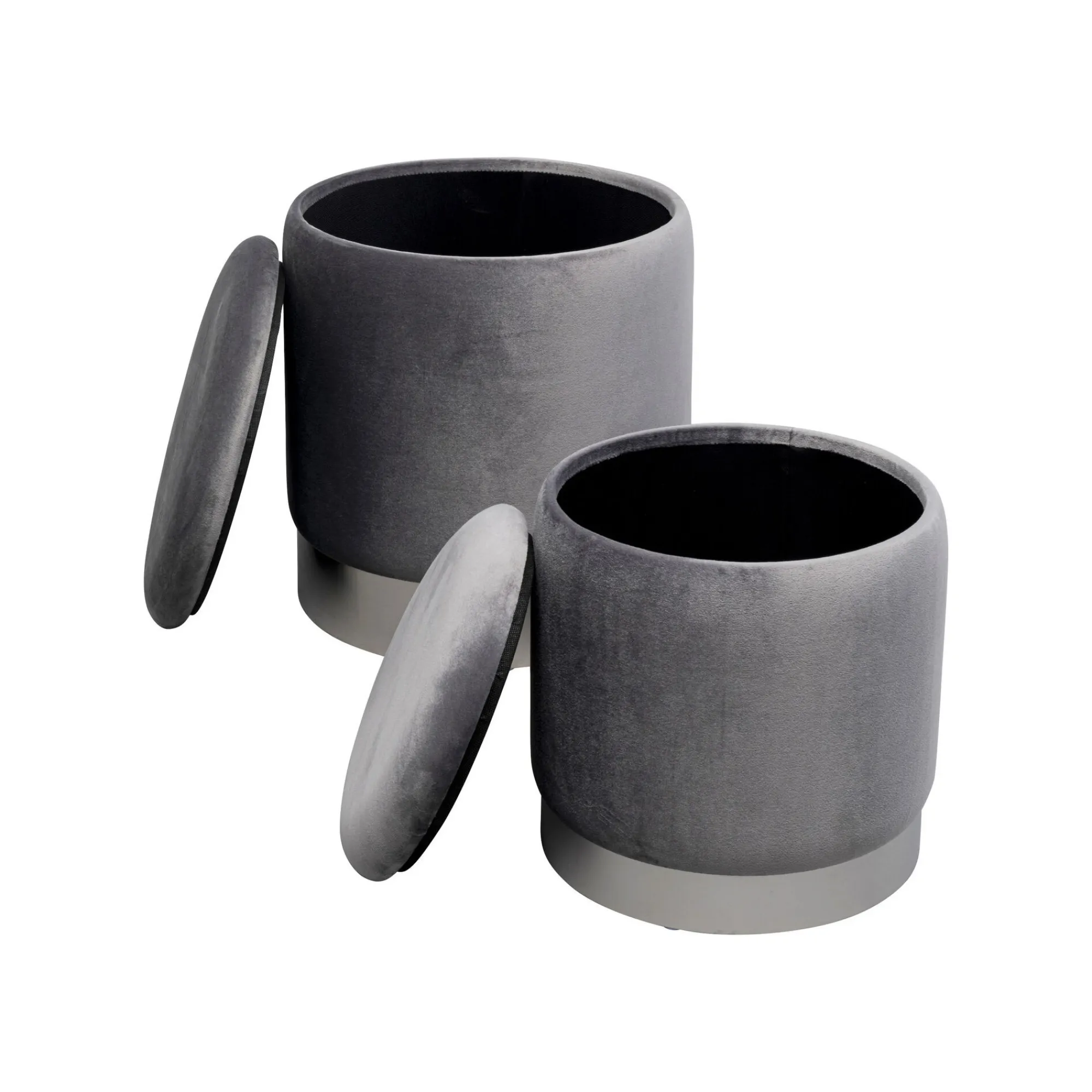 KARE Design Tabourets-coffres Cherry Gris Et Chrome Set De 2 ^ Tabouret & Pouf|Coffre & Malle