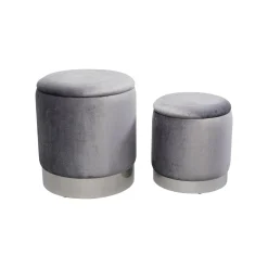 KARE Design Tabourets-coffres Cherry Gris Et Chrome Set De 2 ^ Tabouret & Pouf|Coffre & Malle