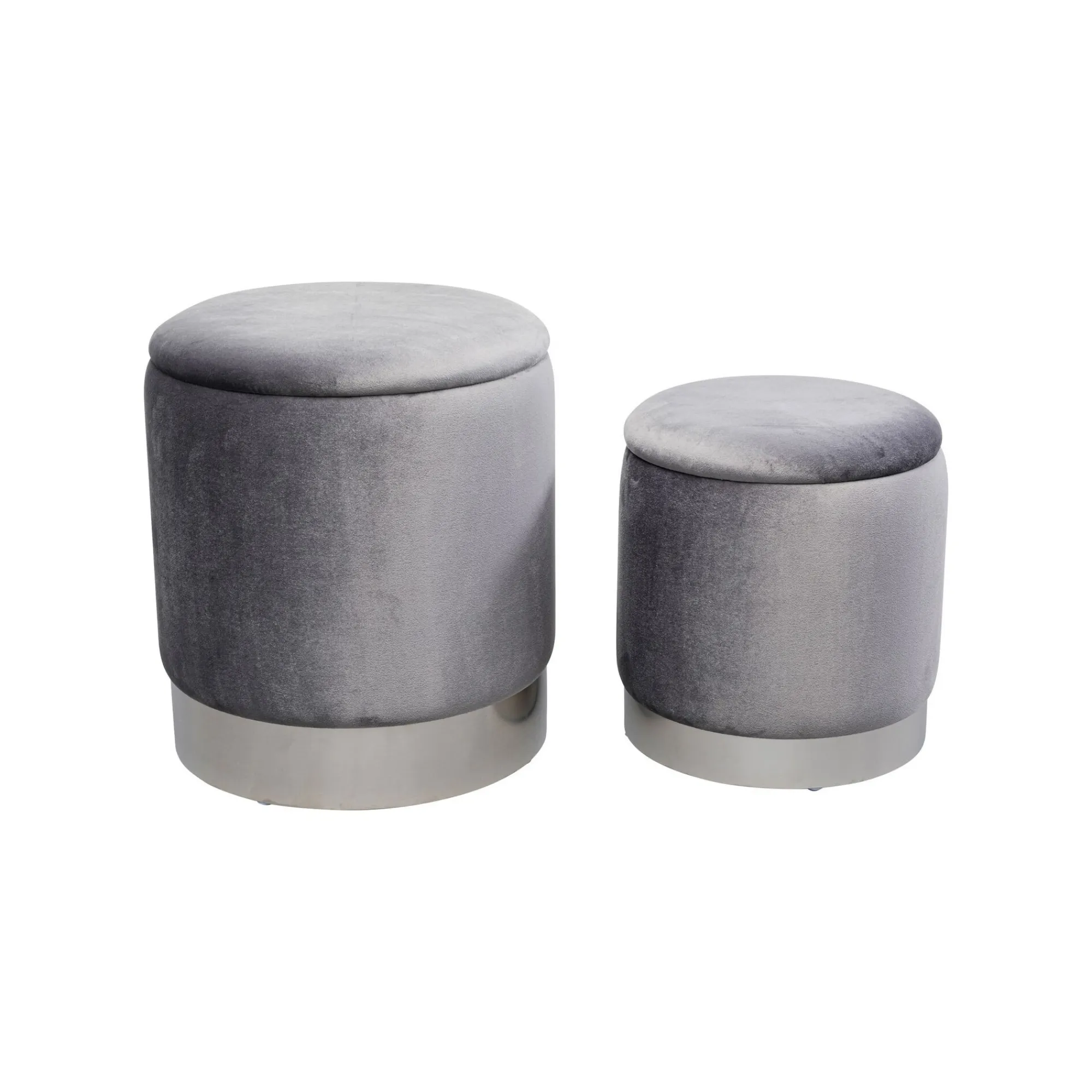 KARE Design Tabourets-coffres Cherry Gris Et Chrome Set De 2 ^ Tabouret & Pouf|Coffre & Malle