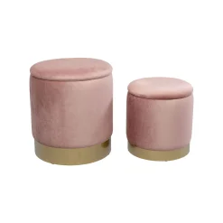 KARE Design Tabourets-coffres Cherry Rose Et Laiton Set De 2 ^ Tabouret & Pouf|Coffre & Malle