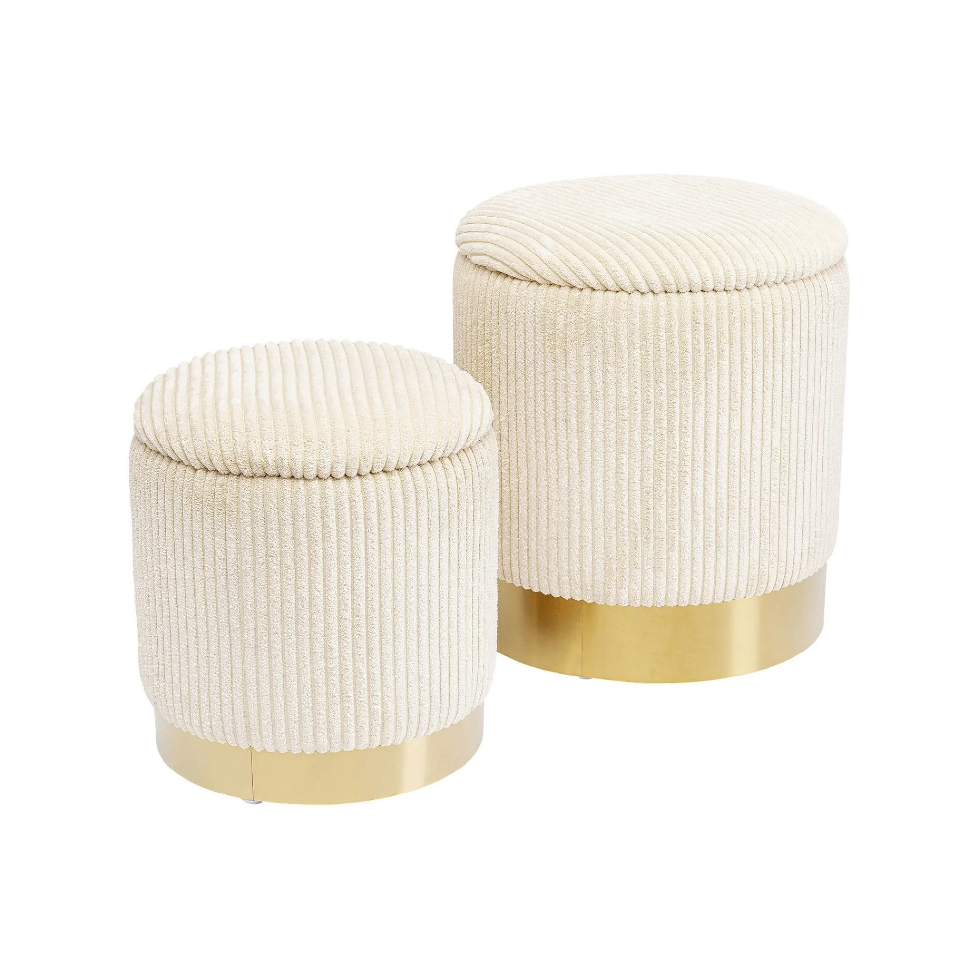 KARE Design Tabourets-coffres Plush Crème Set De 2 ^ Tabouret & Pouf|Coffre & Malle