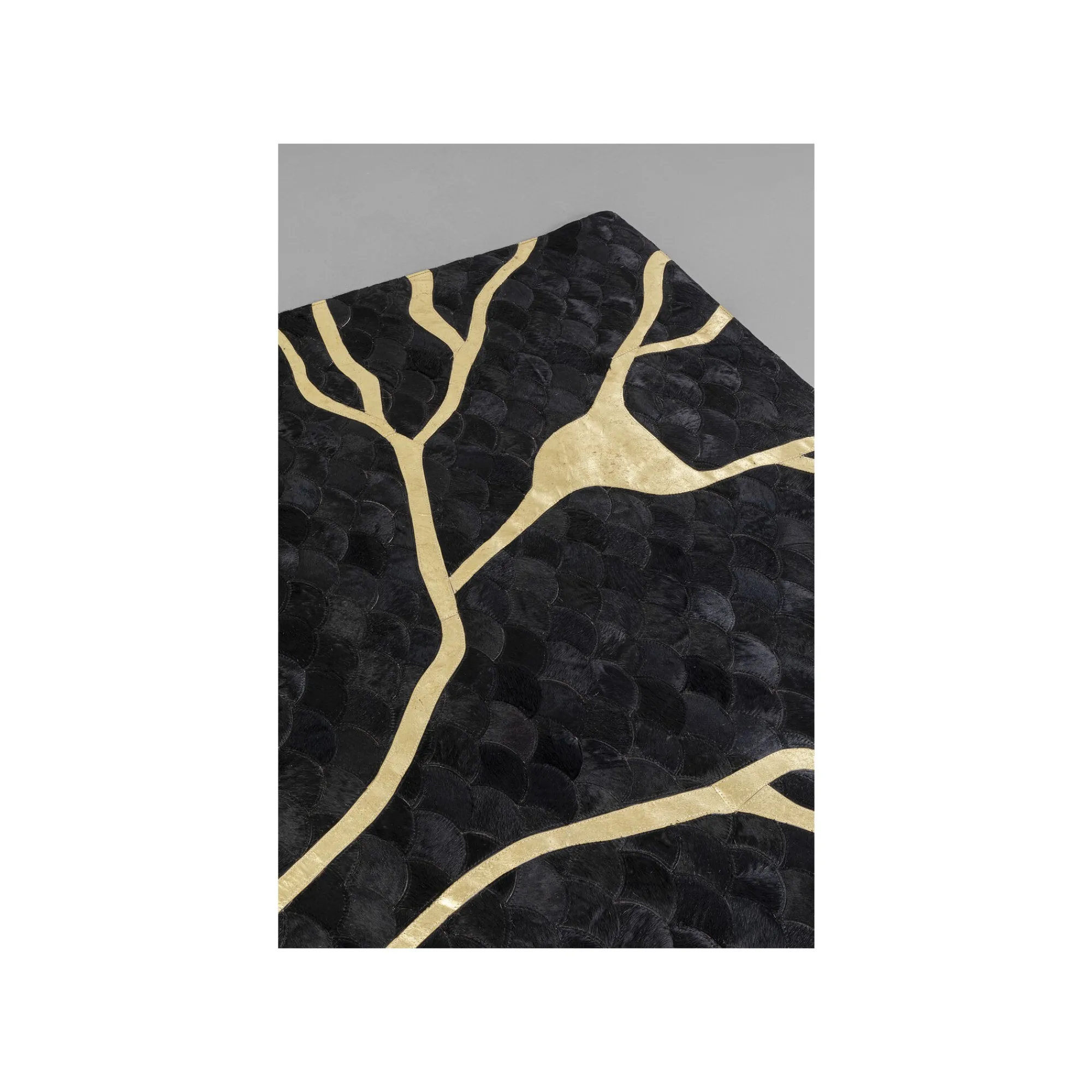 KARE Design Tapis Fulmine 240x170cm Noir Et Doré ^ Tapis