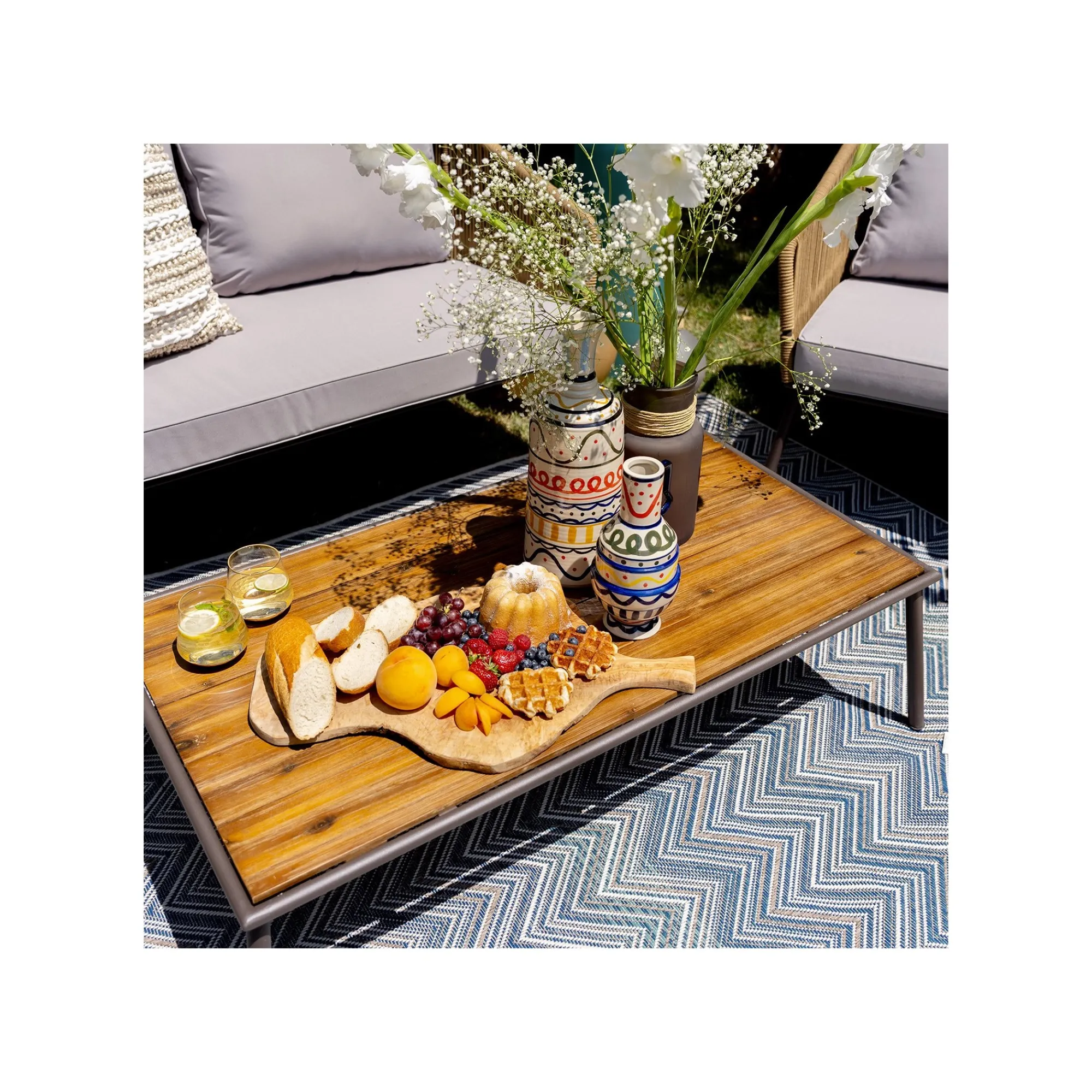 KARE Design Tapis Zigzag Bleu 330x230cm ^ Tapis
